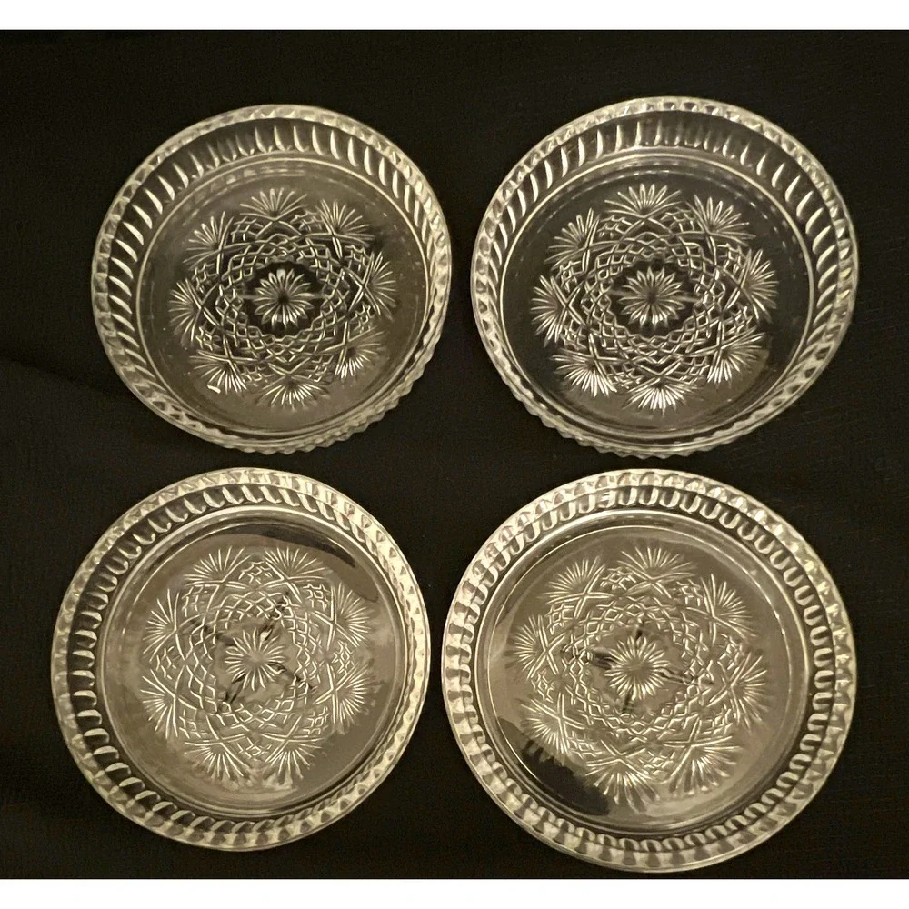 Crystal Clear Industries Essex Clear Glass Coasters Set of 4 Discontinued